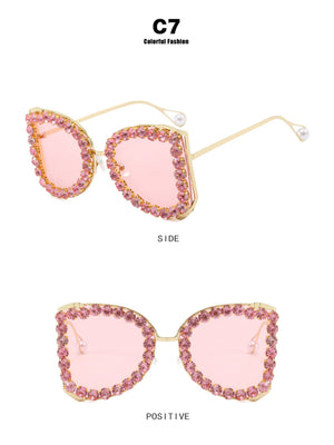 Rhinestone Full-rimmed Irregular Sunglasses