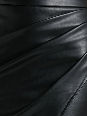 High Waist Zipper Pleats Hip Leather Skirts