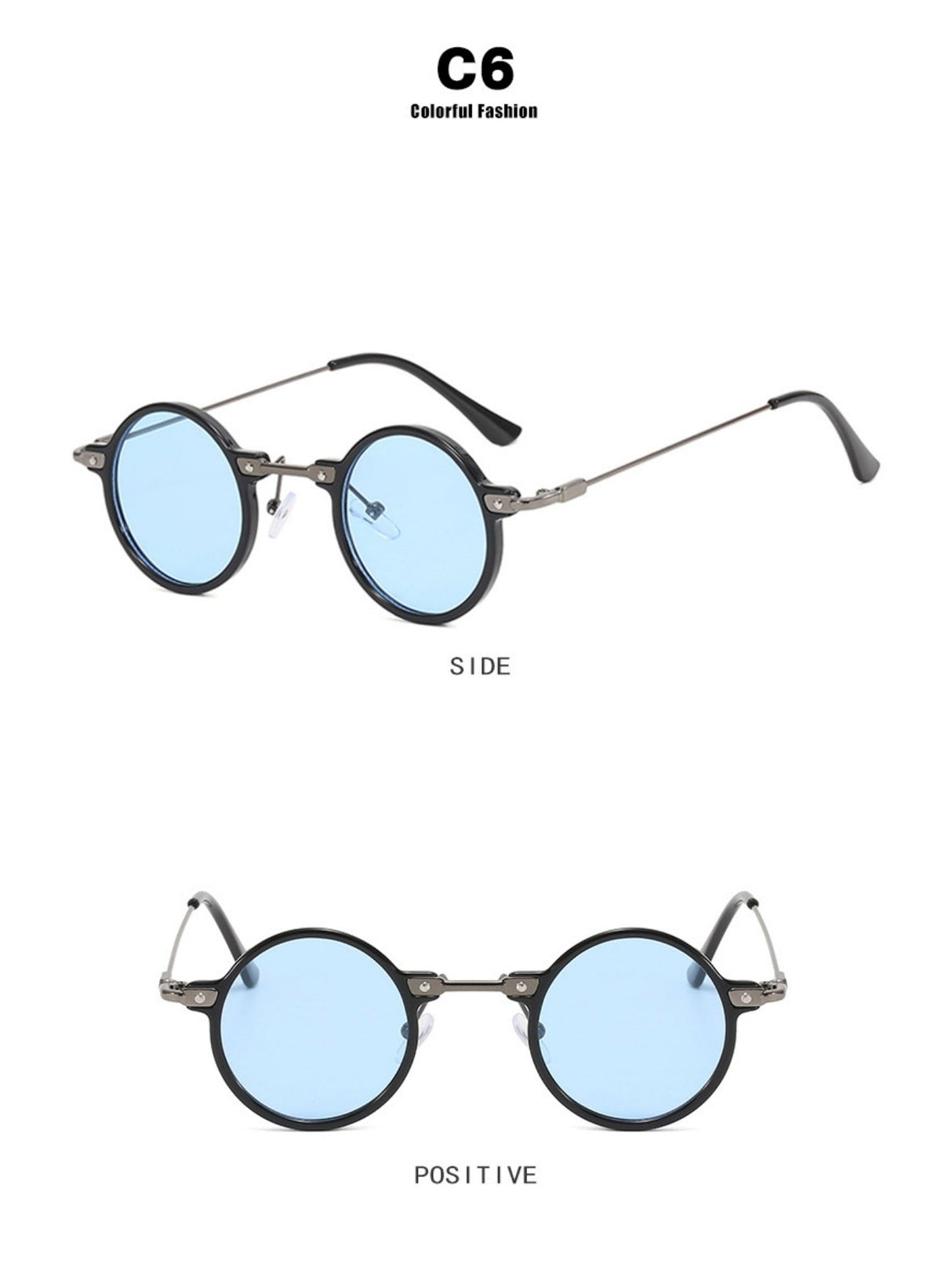 Lunettes de soleil rondes style hip-hop à monture fine