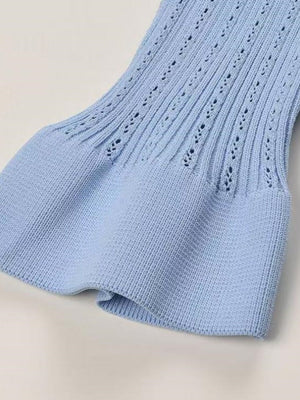 Waist Flared Sleeves Knitted Top Fishtail Skirt Workplace 2-piece Sets