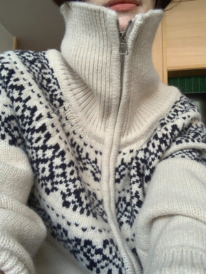 Fair Isle Jacquard Zipper Christmas Cardigans