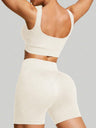 Piping Yoga Navel Exposed Suspender Shorts 2-piece Sets