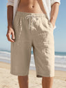 Flax Drawstring Breathable Beach 7 Points Shorts