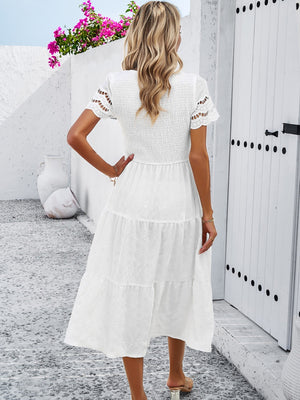 Hollow-out Lace Sleeves, Long Hollow-out Dress
