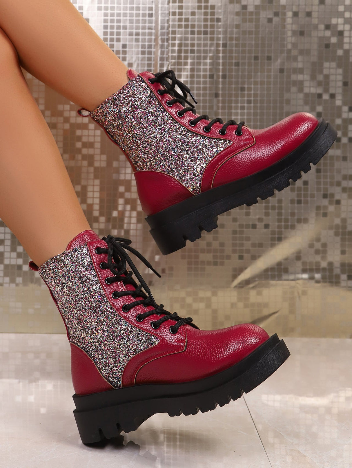 Sequined Women's Martin Boots