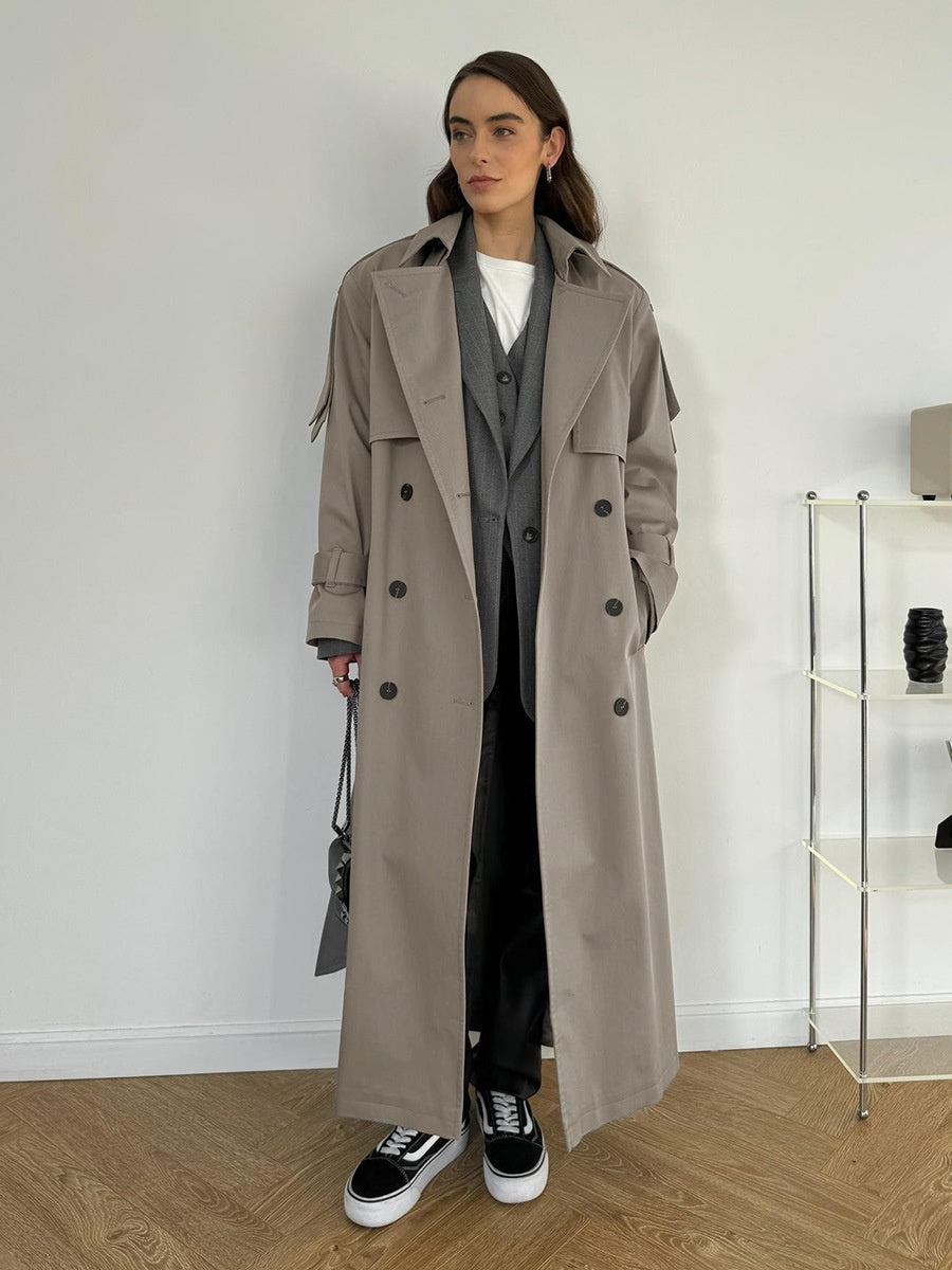 Pure Cotton Retro Loose Belted Trench Coat