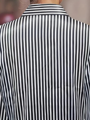 Stripes Single-breasted Slim-fit Satin Casual Shirts