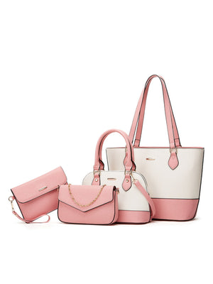 Color-blocked Tote Bag 4-piece Set