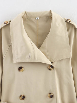 Belt Turtleneck Khaki Slim Fit Short Trench Coats