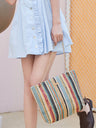 Colorful Straw Tote Bag For Vacation
