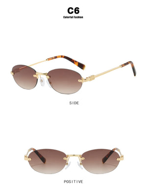 Oval Retro Frameless Sunglasses