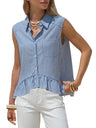 Stripes Sleeveless Shirts Loose-fit Commuting Tank Tops