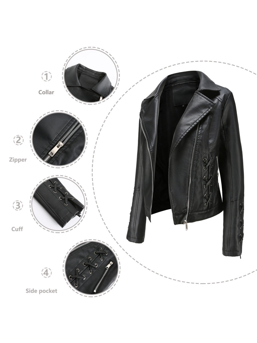 Weaving Bandage Leisure Leather Jacket