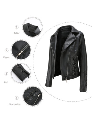 Weaving Bandage Leisure Leather Jacket