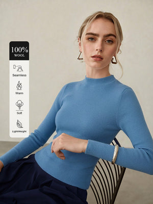 100% Merino Cotton & Wool Seamless Turtleneck Sweater