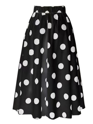 Black And White Color-blocked One-piece Swimsuit With Polka Dot Sun Protection Maxi Dress Two-piece Set