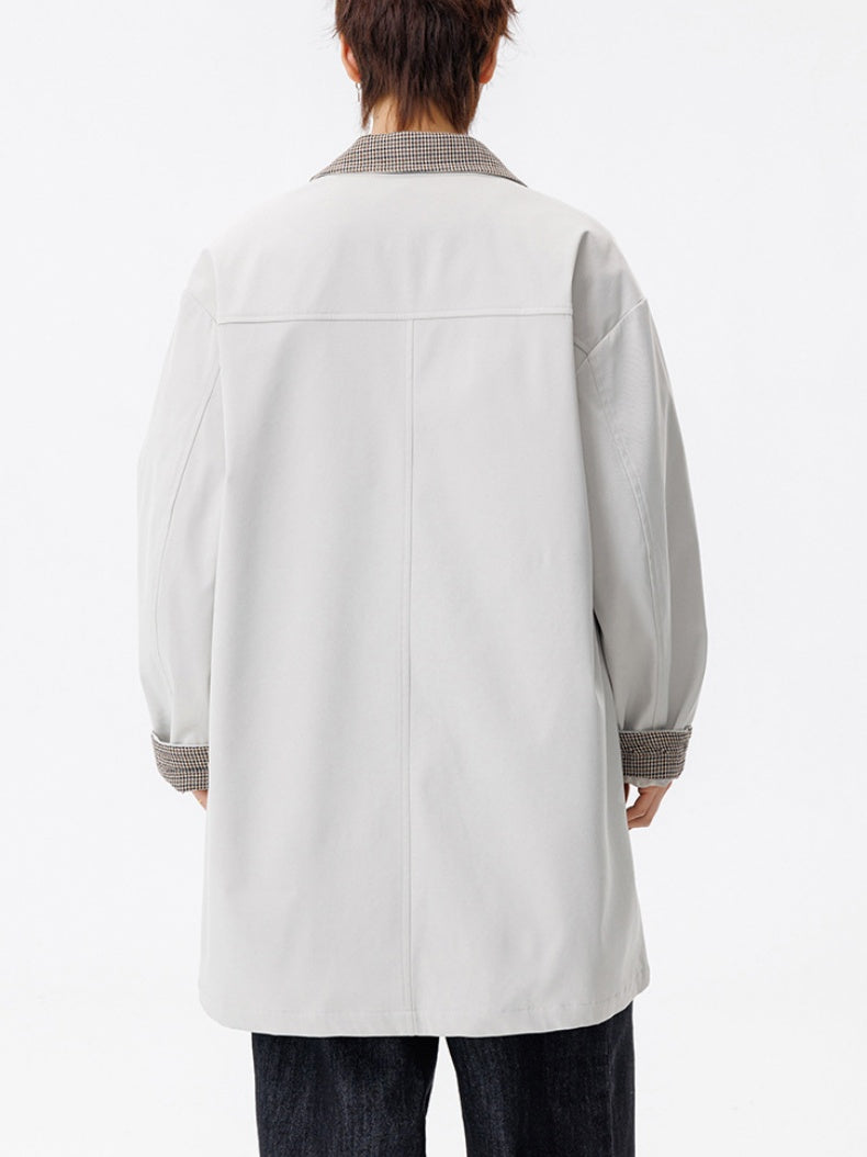 Medium And Long Loose-fit Color-blocked Trench Coats