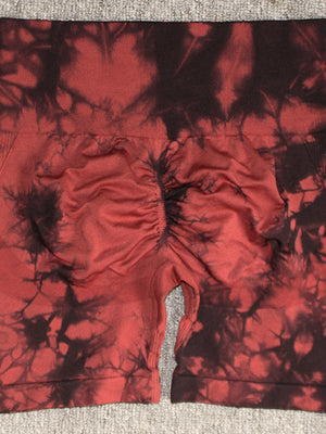 Seamless Tie-dye High-waisted, Tummy-flattening, And Butt-lifting Yoga Shorts