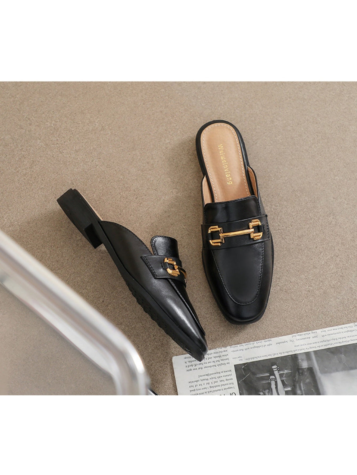 Liber Spring and Autumn Metal Buckle Holster Ladies Flat Shoes