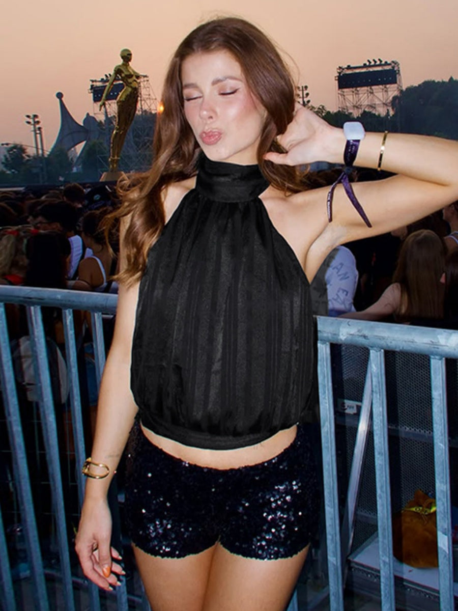 【SHIP AS USUAL】Backless Halter Jacket Tank Tops