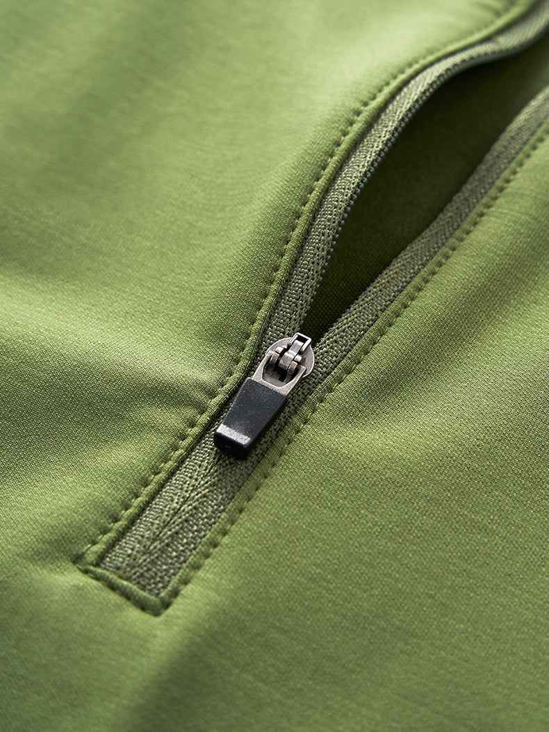 Liber Autumn Neutral wear Half zipper Solid Color T-shirts