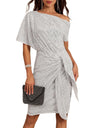 Sloping Shoulders Sequins Bandage Parties Mini&Short Dresses