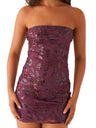 Sequin Beads Strapless Backless Tie-up Sweet Mini&Short Dresses