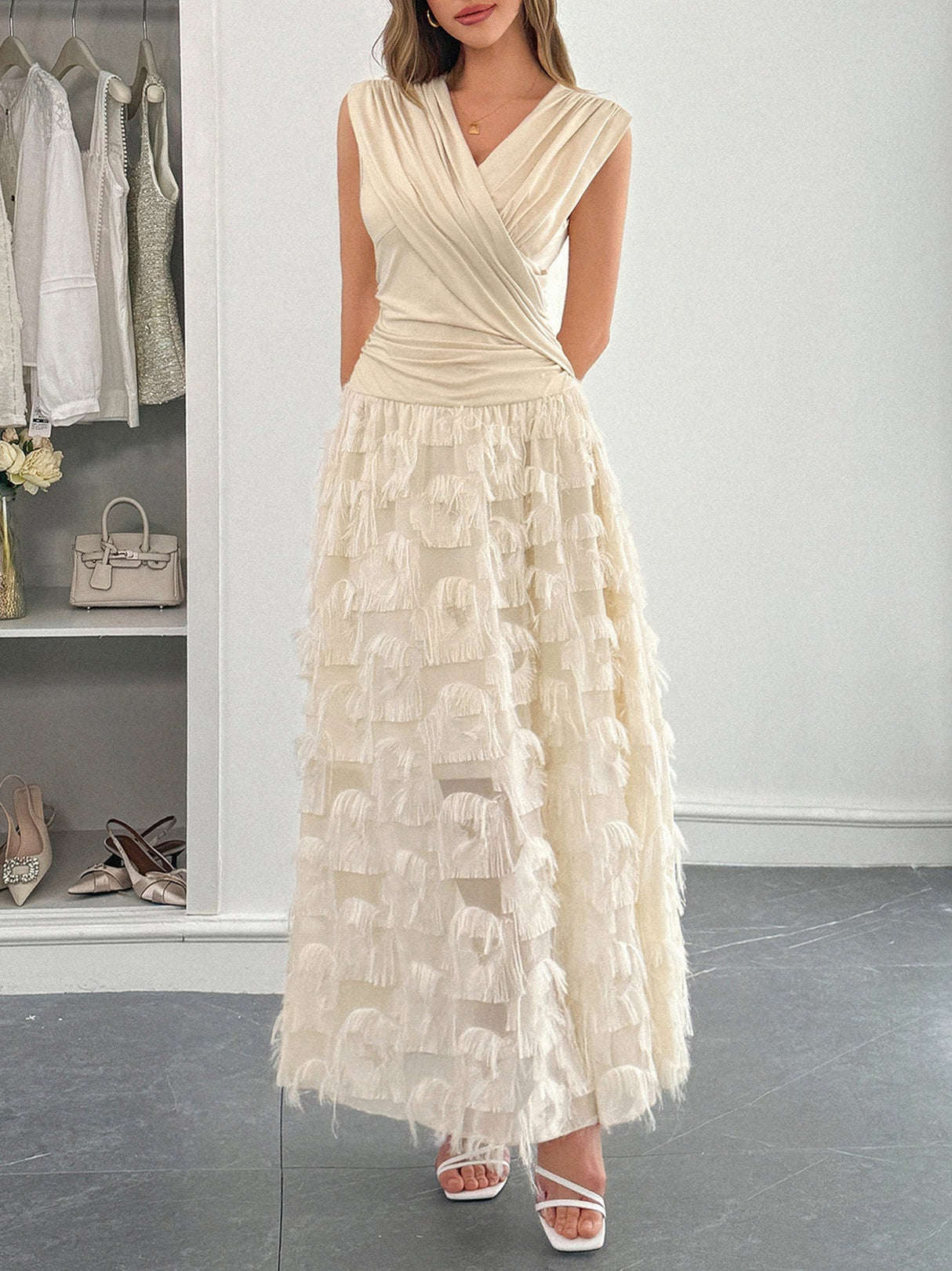 Grace Pleated Splicing Maxi Dresses