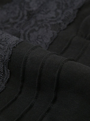 Deep V-neck Solid Color Lace Trim Split Camisole