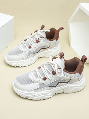 Color-blocked Platform Women's Casual Sneakers
