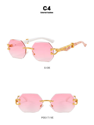 Metal Frameless Polygonal Sunglasses