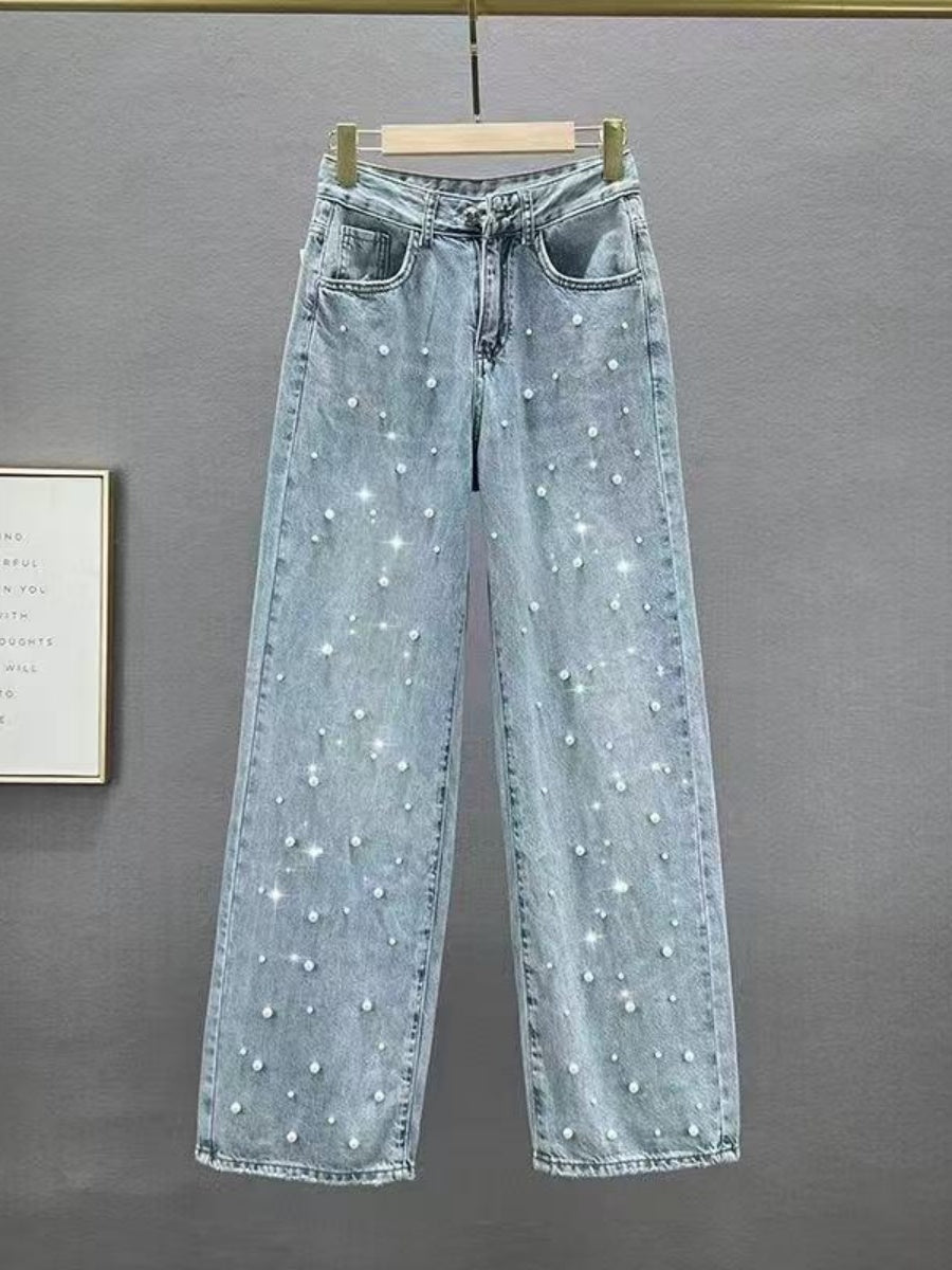 Washed Beaded Jeans