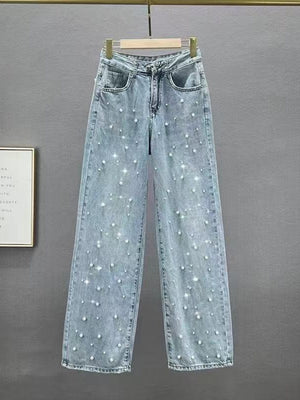 Washed Beaded Jeans