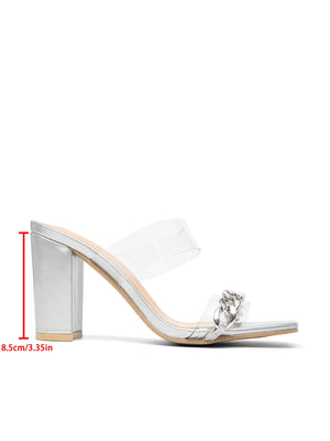 Women's High-heeled Sandals With Metal Chain