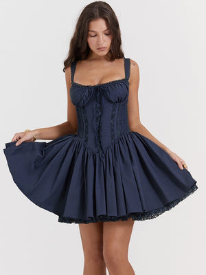 Trim Lace Bandage Big Swing Dating Mini&Short Dresses