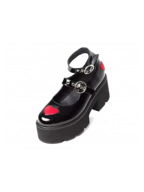 Heart-shaped Platform Mary Jane Shoes