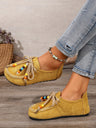 Lace-up Beaded Casual Suede Retro Round Toe Flat Shoes