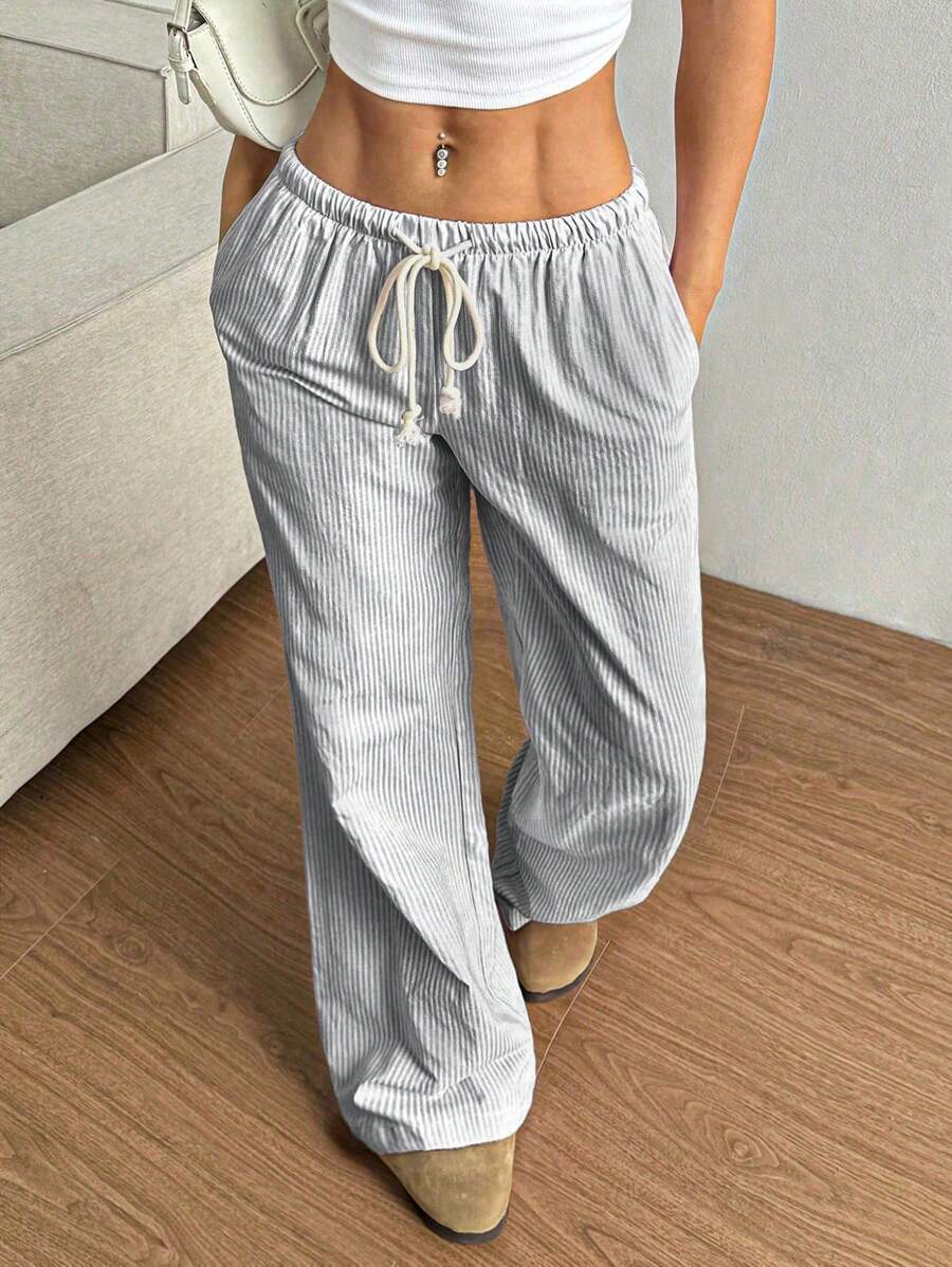 Striped Casual Wide-Leg Pants