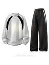 Color-blocked Half Zipper Loose-fit 2-piece Sets
