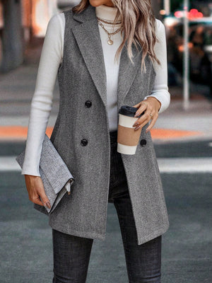 Splicing Herringbone Pattern Suit Sleeveless Vest