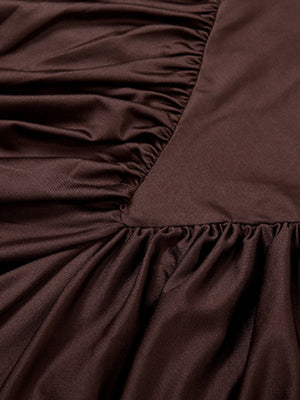 Sexy Slim Fit Solid Color Long-sleeved Dress With Pleated Hips And Waist