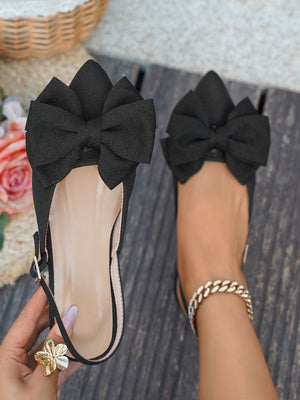 Bow-tie Open-back Flat Shoes