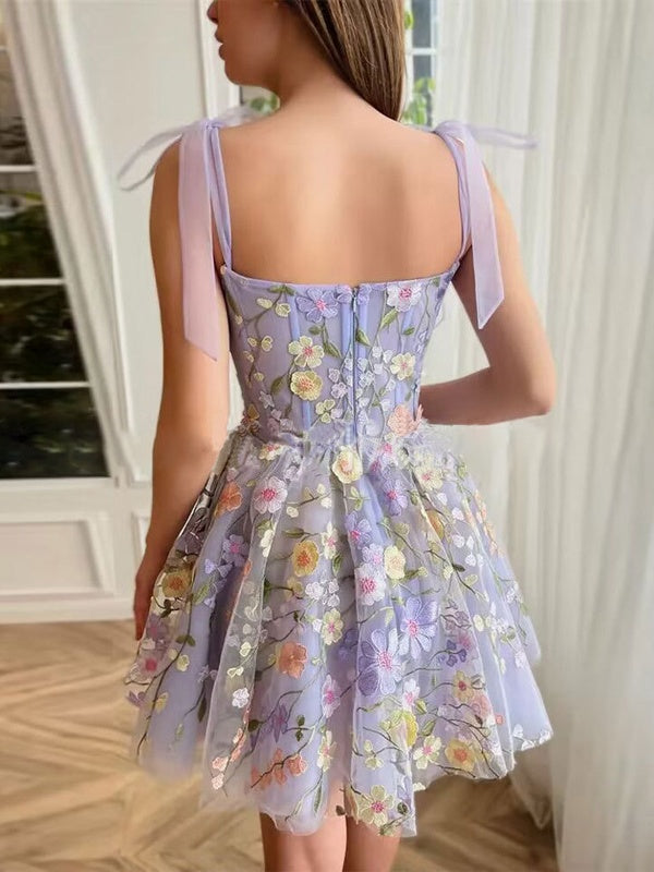 3D Floral Embroidered Bodycon Sexy Suspender Top Mini&Short Dresses