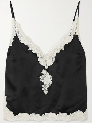 Lace Stitching Satin Camisoles Skirt 2-piece Sets