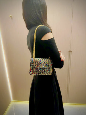 Liber Four Seasons ACC chain contrast color diamond underarm bag