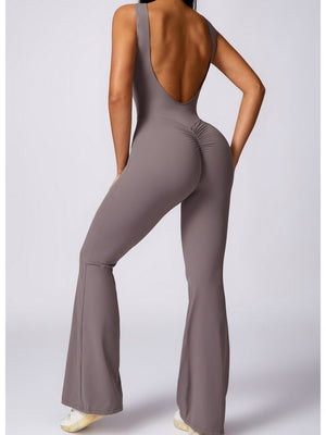 Backless Wide-leg High Elastic Waist Slimming And Shaping Yoga Fitness Outdoor Jumpsuits/pants