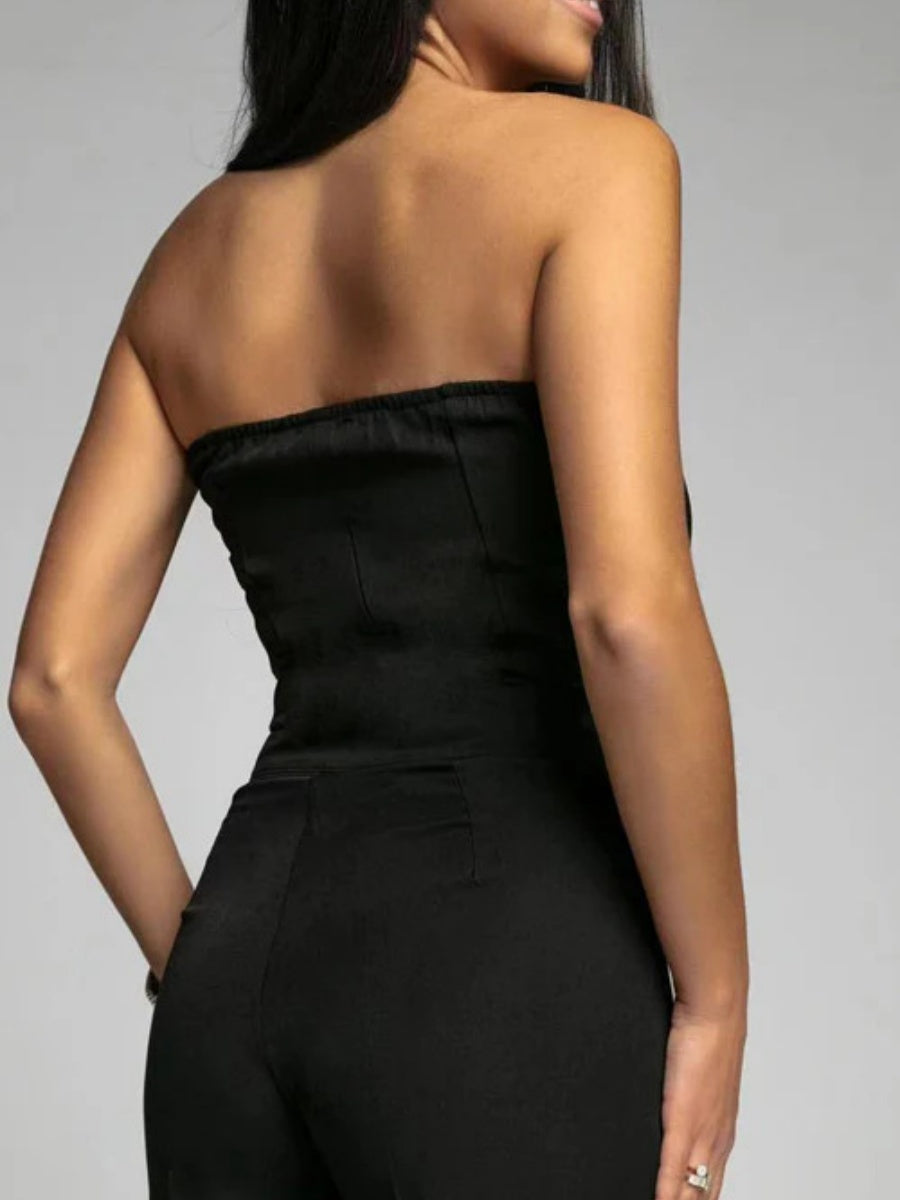 Sexy Slim-fitting Strapless Straight-leg Jumpsuit