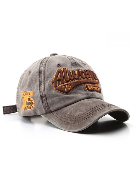 Washed Distressed Letter Embroidery Baseball Caps