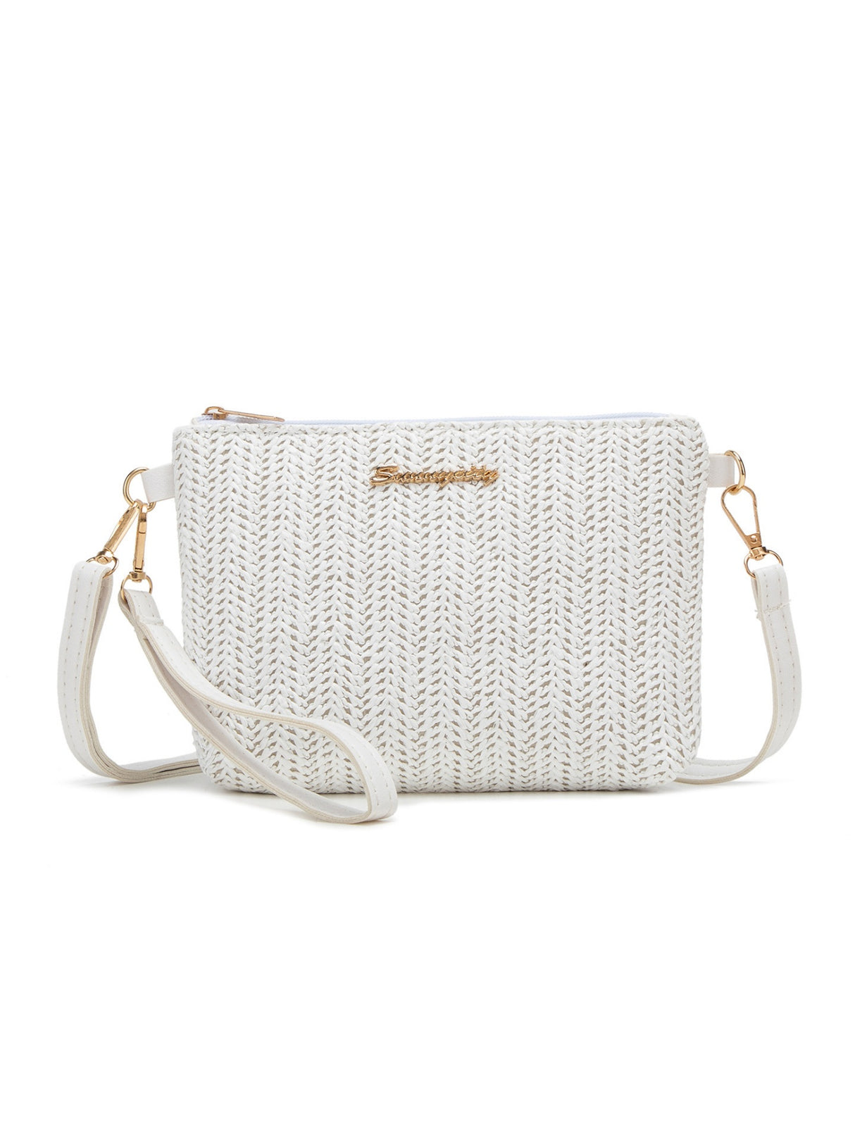 Resort Striped Straw Crossbody Bag