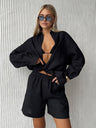 Long-sleeved Cardigan Shorts 2-piece Sets